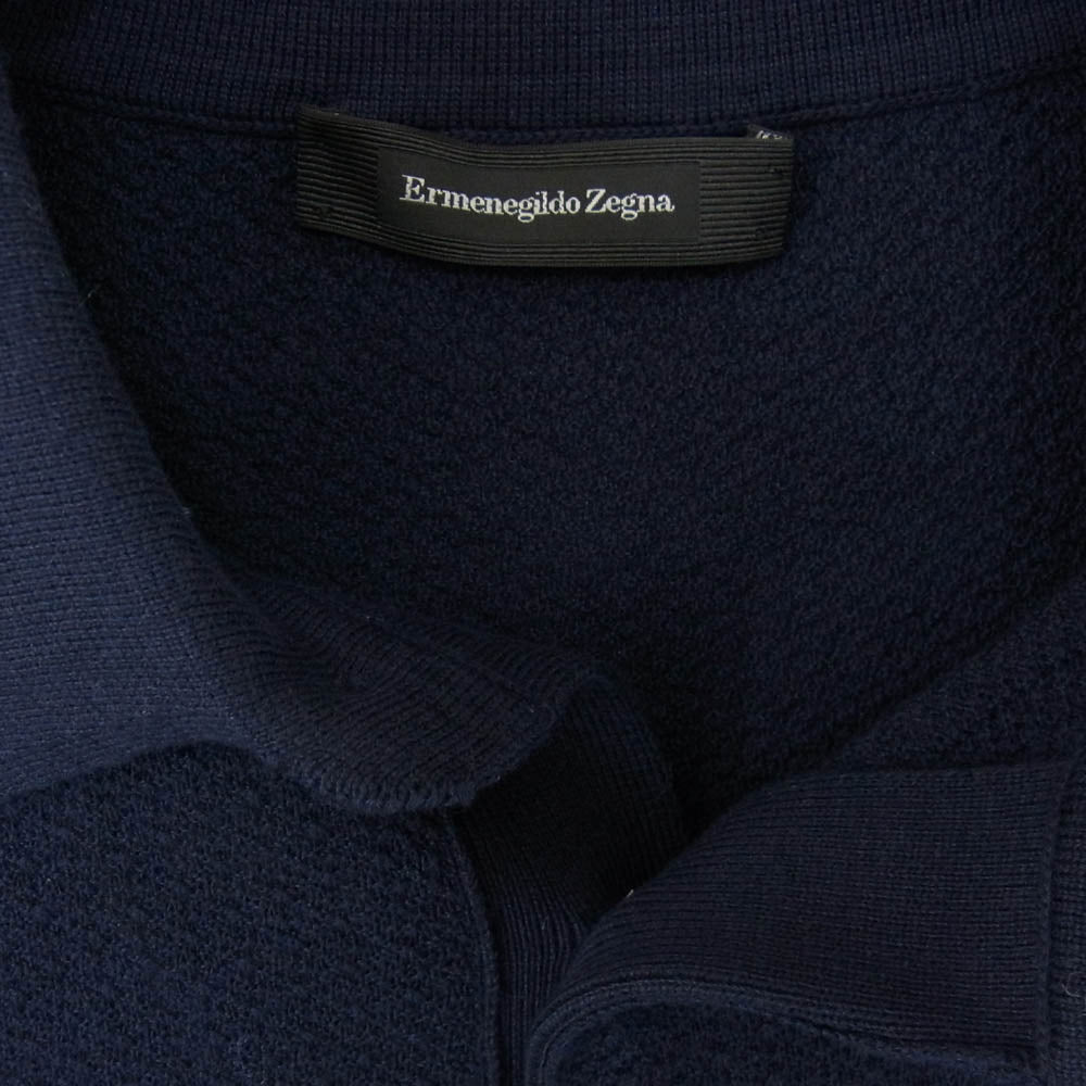Ermenegildo Zegna エルメネジルドゼニア イタリア製 シルク混コットン ニットポロ ネイビー系 S【中古】