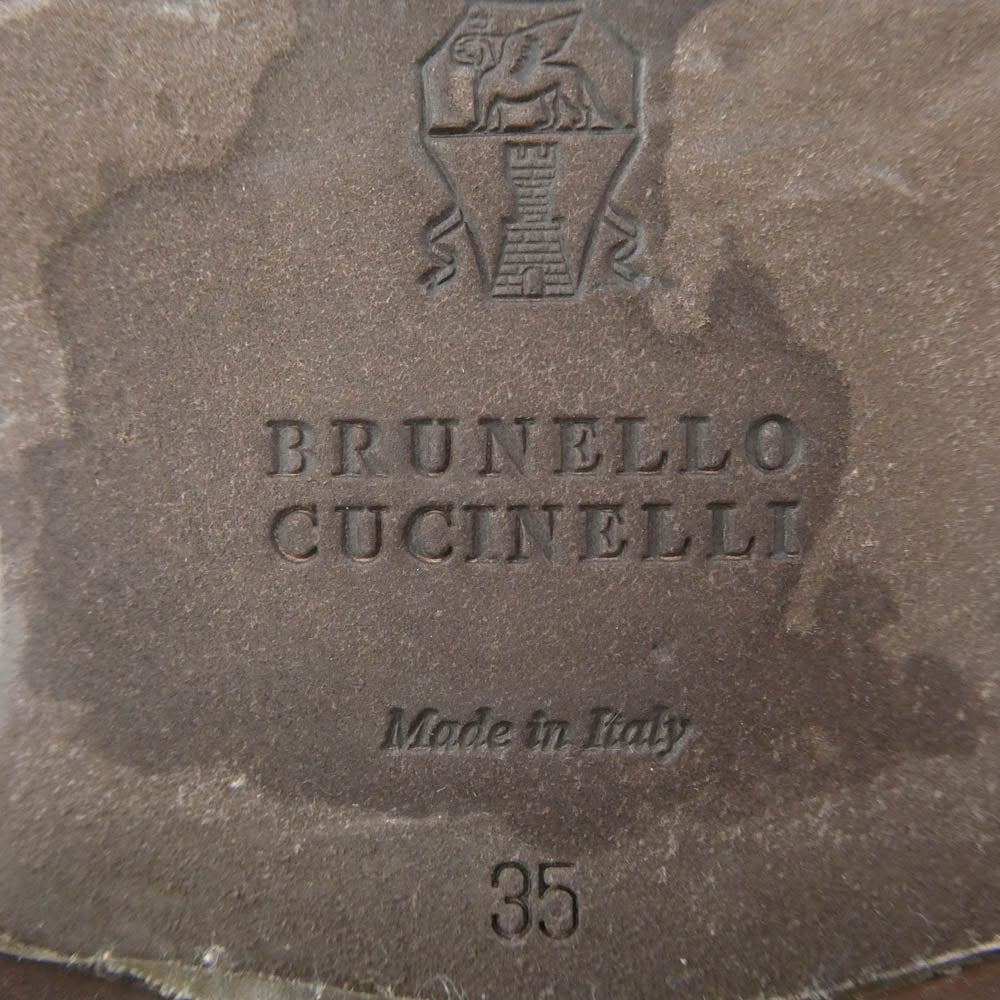 Brunello Cucinelli ブルネロクチネリ レースアップ レザー シューズ カーキ系 35【中古】