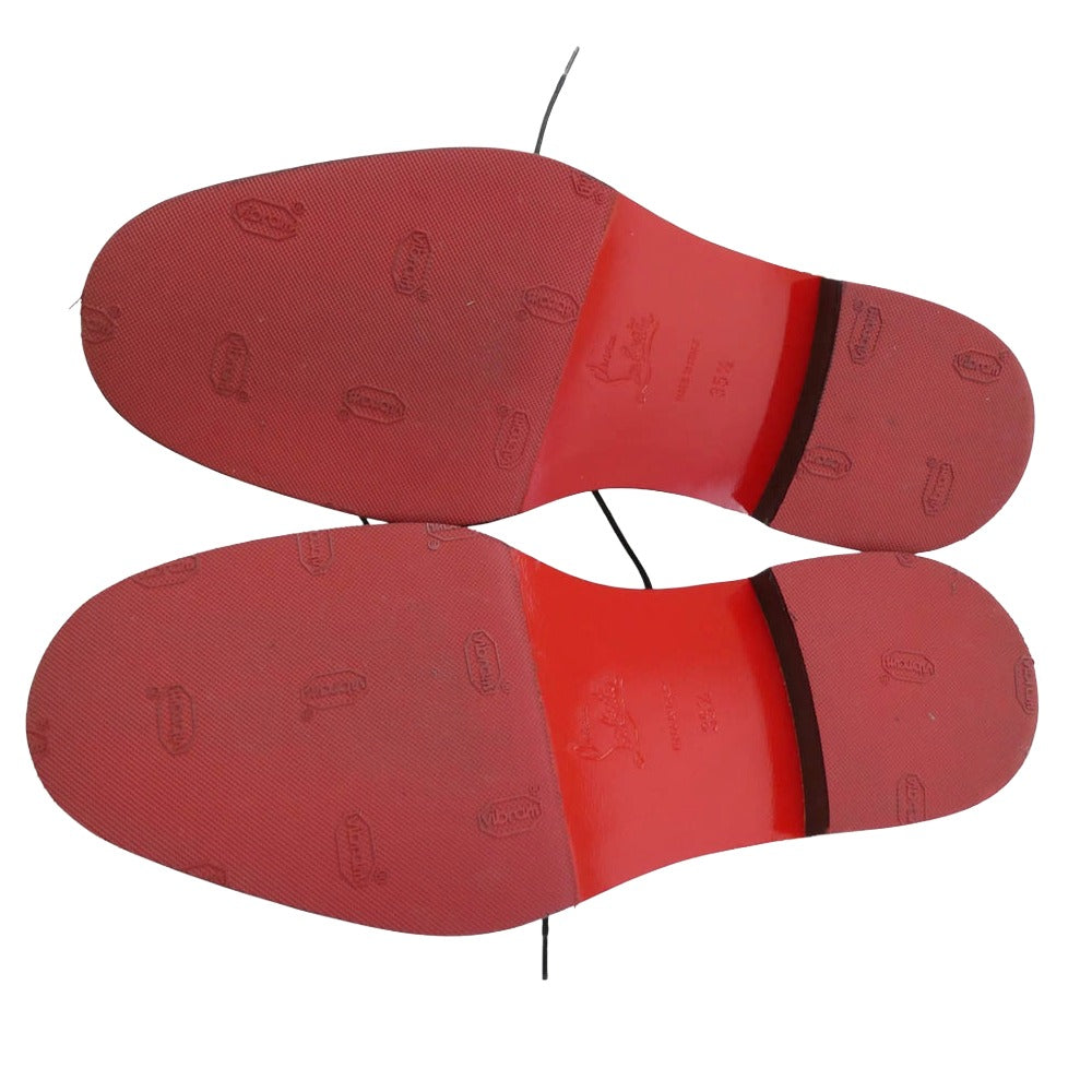 Christian Louboutin クリスチャンルブタン DECHANE 異素材切替 スエード ハラコ オックスフォード レースアップ シューズ エンジ系 35.5【美品】【中古】