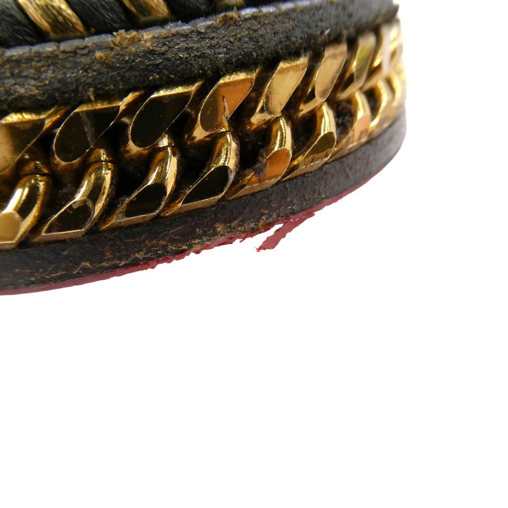 Christian Louboutin クリスチャンルブタン DECHANE 異素材切替 スエード ハラコ オックスフォード レースアップ シューズ エンジ系 35.5【美品】【中古】