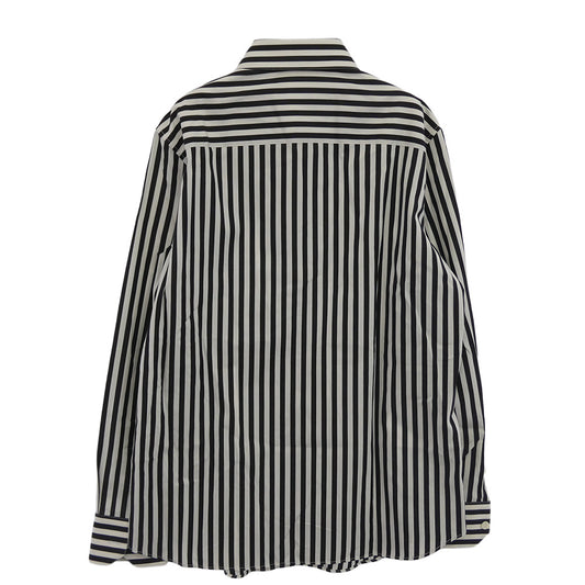 CELINE セリーヌ 2C009327D Classic shirt in large striped cotton with french collar ストライプ クラシック 長袖シャツ ブラック系 ホワイト系 38【中古】