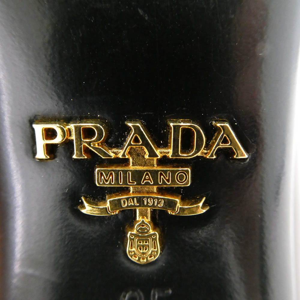 PRADA プラダ スクエアトゥ レザー パンプス ブラウン系 35【中古】