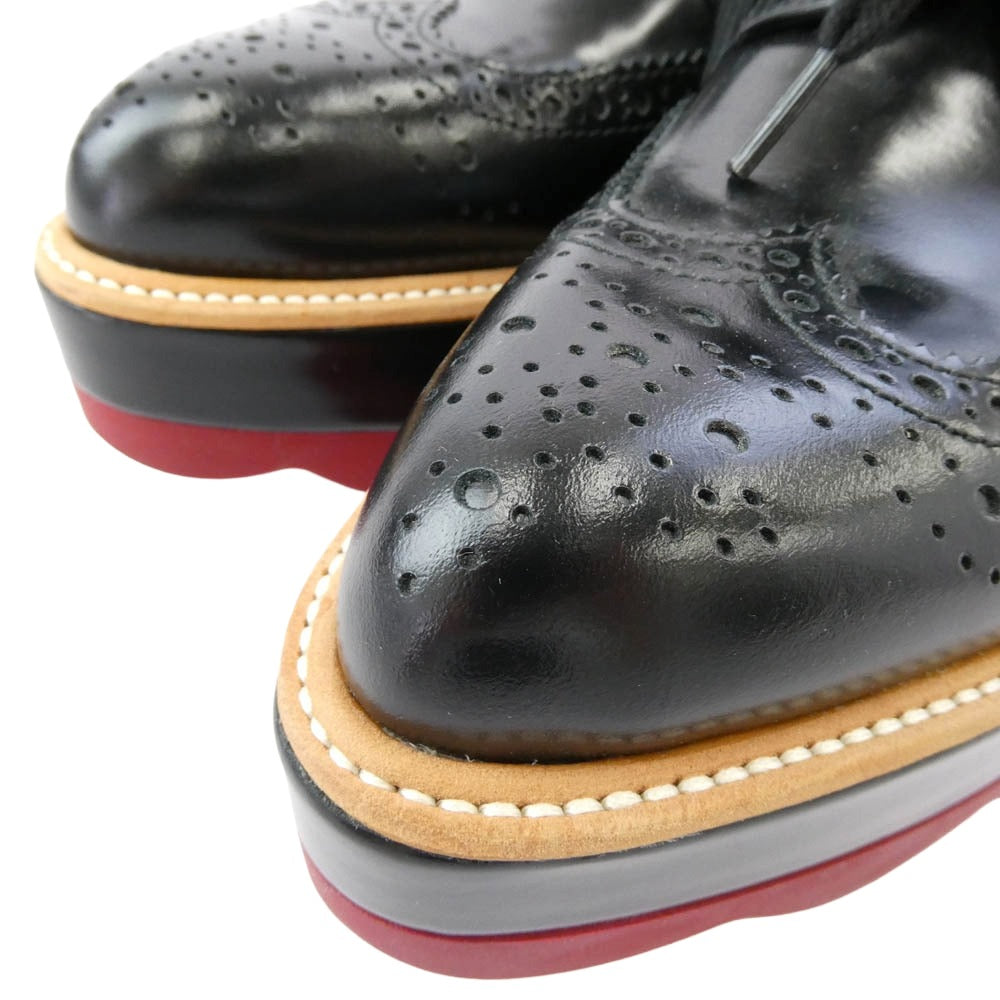PRADA プラダ ウイングチップ プラットフォーム レザー シューズ ブラック系 35【中古】