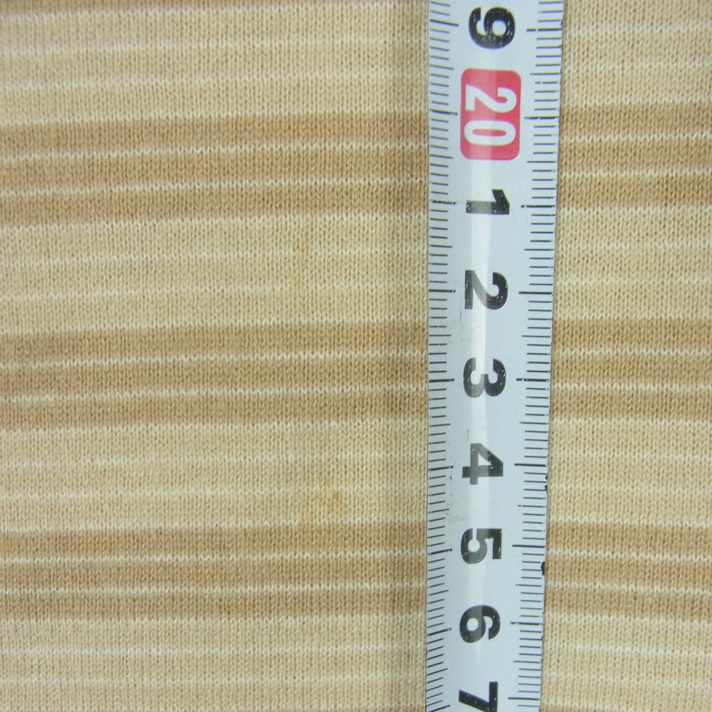 HERMES エルメス カシミヤ コットン ボーダー クルーネック ハイゲージ ニット イタリア製 ブラウン系 ベージュ系 XL【中古】