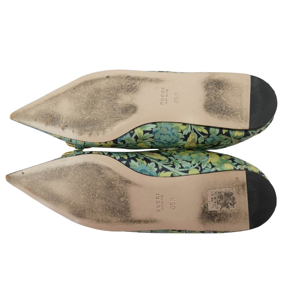 GUCCI グッチ 639272 LIBERTY リバティ フローラル チェーン パンプス グリーン系 35.5【中古】