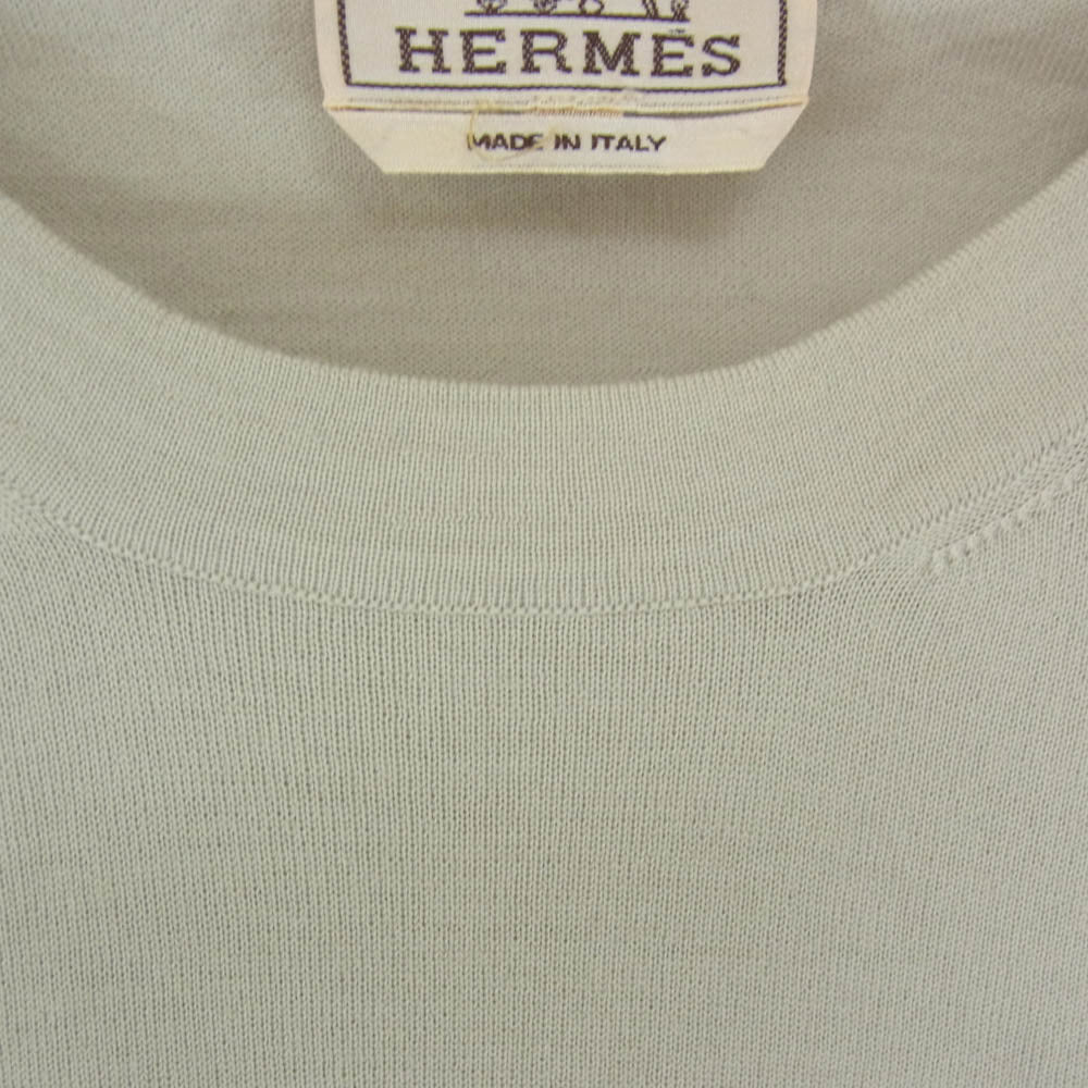 HERMES エルメス 国内正規品 ウール クルーネック ハイゲージ ニット ベージュ系【中古】