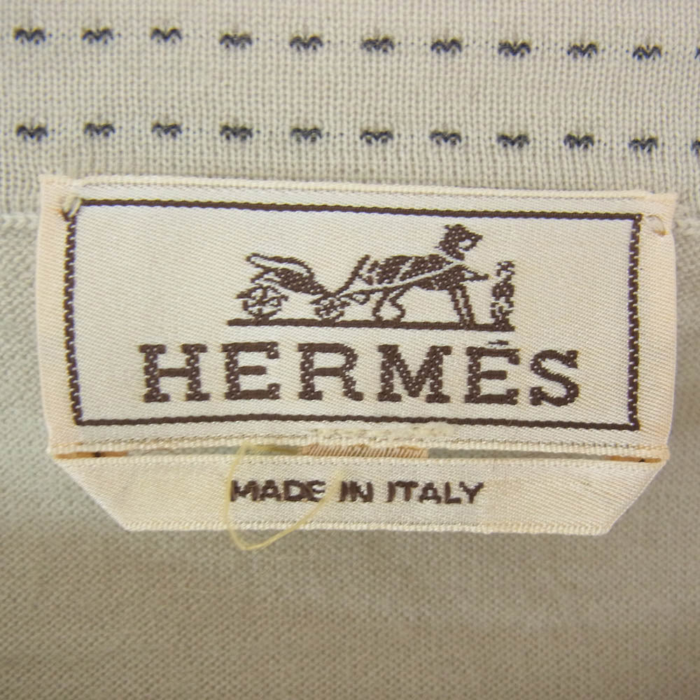 HERMES エルメス 国内正規品 ウール クルーネック ハイゲージ ニット ベージュ系【中古】