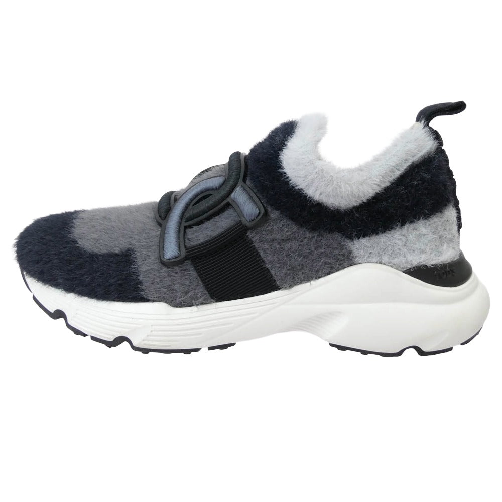 TOD’S トッズ ケイト ファー ファブリック スニーカー ブラック系 グレー系 23cm【中古】