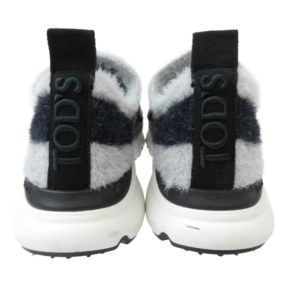 TOD’S トッズ ケイト ファー ファブリック スニーカー ブラック系 グレー系 23cm【中古】