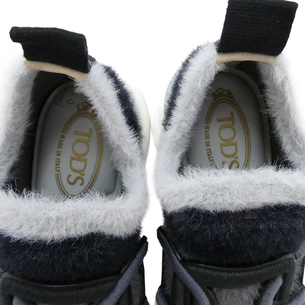TOD’S トッズ ケイト ファー ファブリック スニーカー ブラック系 グレー系 23cm【中古】