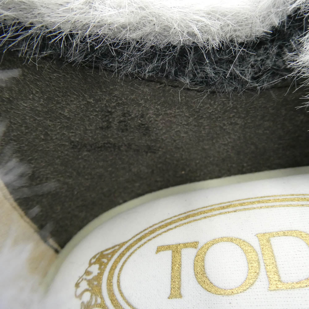 TOD’S トッズ ケイト ファー ファブリック スニーカー ブラック系 グレー系 23cm【中古】