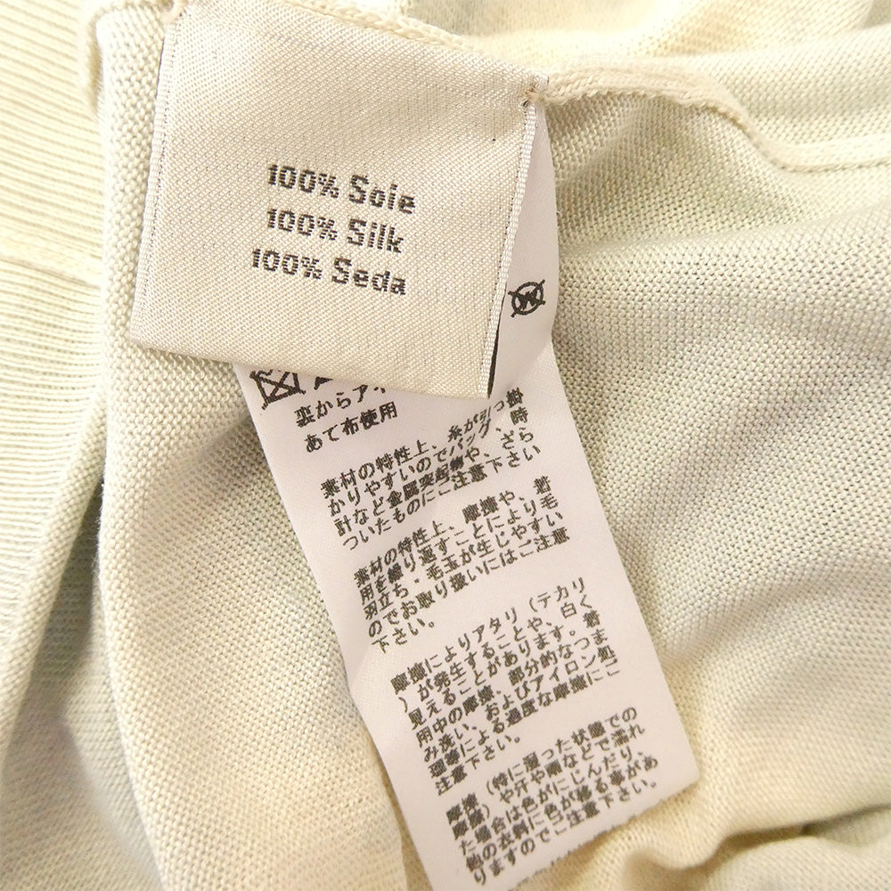 HERMES エルメス 国内正規品 シルク100％ タイダイ クルーネック ハイゲージ ニット ライトグリーン系 L【中古】