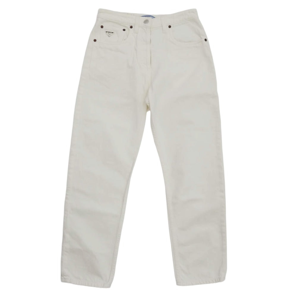 PRADA プラダ GFP497 S231 12PA 三角ロゴプレート付き ホワイトデニムパンツ ホワイト系 25【中古】