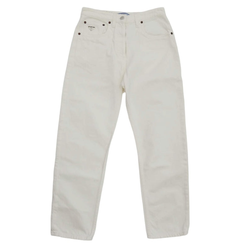 PRADA プラダ GFP497 S231 12PA 三角ロゴプレート付き ホワイトデニムパンツ ホワイト系 25【中古】