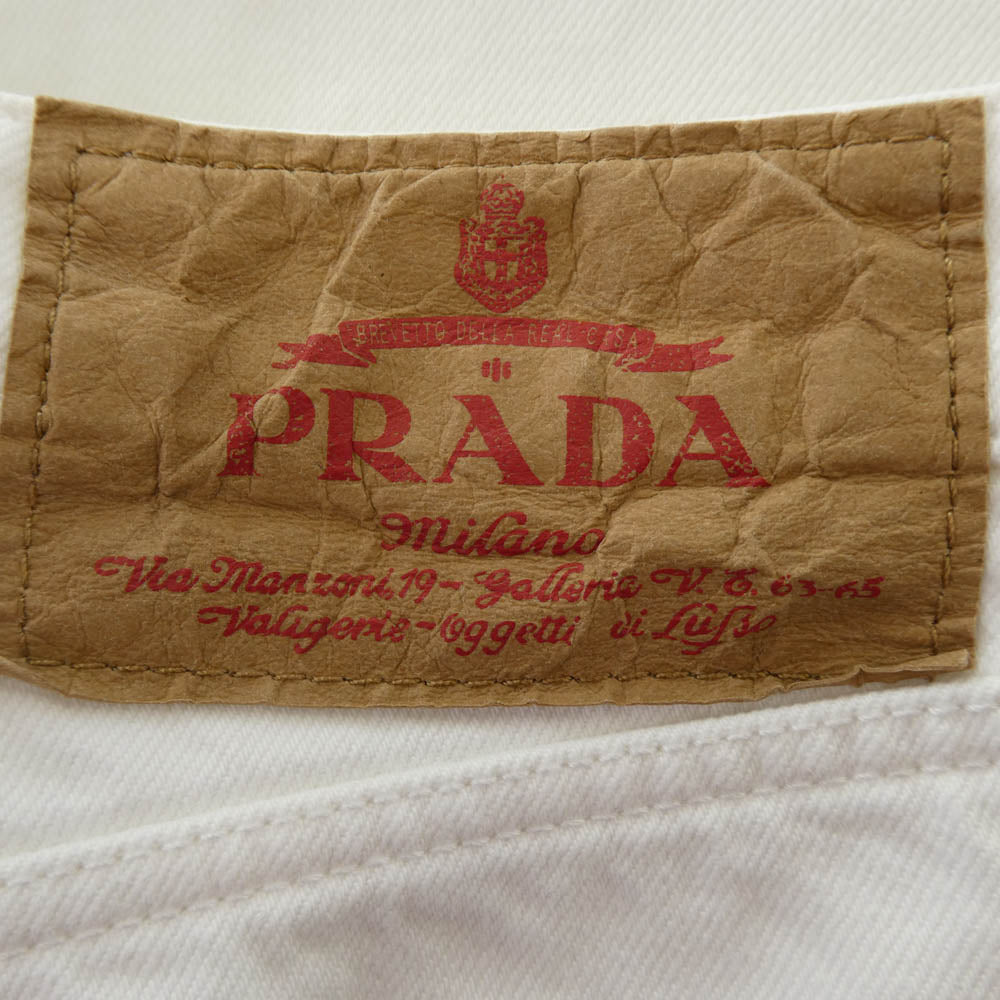 PRADA プラダ GFP497 S231 12PA 三角ロゴプレート付き ホワイトデニムパンツ ホワイト系 25【中古】