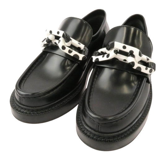 LOUIS VUITTON ルイ・ヴィトン 22AW MA1212 × Yayoi Kusama ヤヨイクサマ 草間彌生 アカデミーライン レザー ローファー シューズ ブラック系 36【中古】