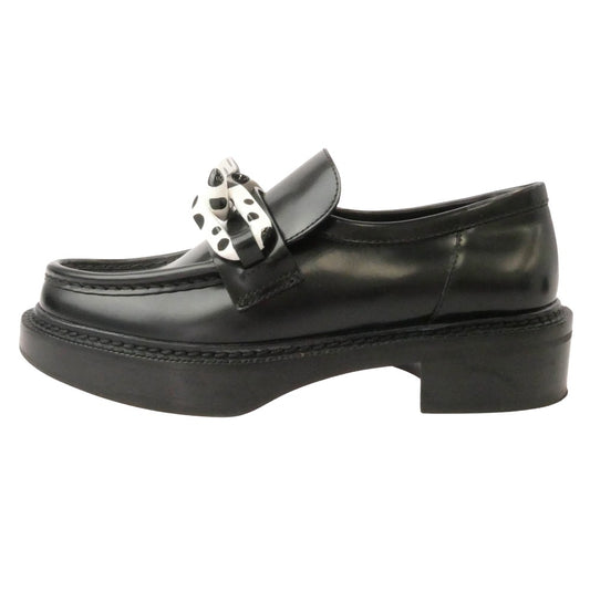 LOUIS VUITTON ルイ・ヴィトン 22AW MA1212 × Yayoi Kusama ヤヨイクサマ 草間彌生 アカデミーライン レザー ローファー シューズ ブラック系 36【中古】