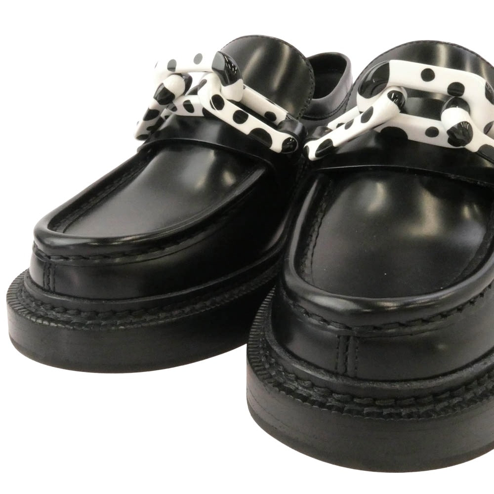 LOUIS VUITTON ルイ・ヴィトン 22AW MA1212 × Yayoi Kusama ヤヨイクサマ 草間彌生 アカデミーライン レザー ローファー シューズ ブラック系 36【中古】