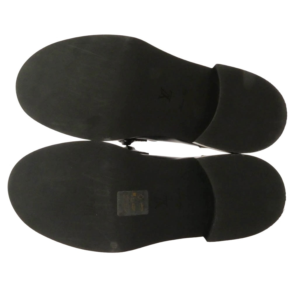 LOUIS VUITTON ルイ・ヴィトン 22AW MA1212 × Yayoi Kusama ヤヨイクサマ 草間彌生 アカデミーライン レザー ローファー シューズ ブラック系 36【中古】