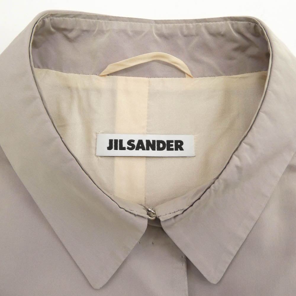JIL SANDER ジルサンダー イタリア製 シルク混 玉虫 光沢 ステンカラー コート ベージュ系 36【中古】
