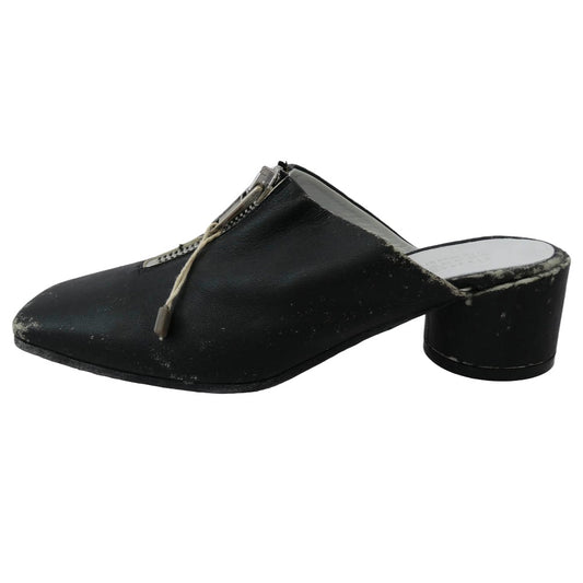 MAISON MARGIELA メゾンマルジェラ 20SS S66WP0008 MM6 Mules フロントジップ ダメージ ユーズド加工 ミュール パンプス ブラック系 35.5【極上美品】【中古】