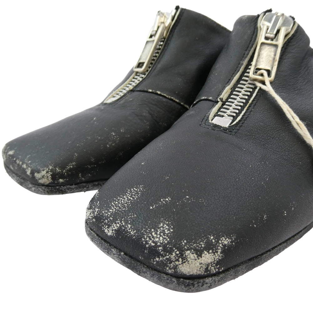 MAISON MARGIELA メゾンマルジェラ 20SS S66WP0008 MM6 Mules フロントジップ ダメージ ユーズド加工 ミュール パンプス ブラック系 35.5【極上美品】【中古】