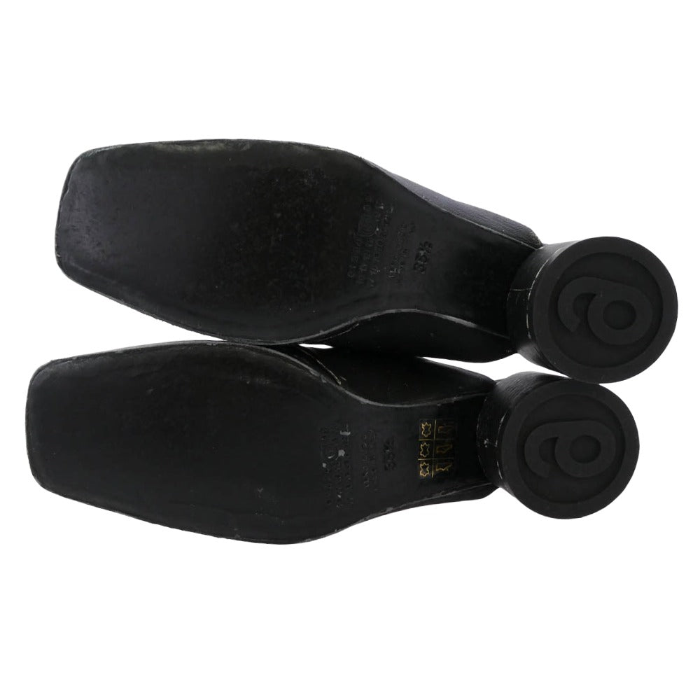 MAISON MARGIELA メゾンマルジェラ 20SS S66WP0008 MM6 Mules フロントジップ ダメージ ユーズド加工 ミュール パンプス ブラック系 35.5【極上美品】【中古】