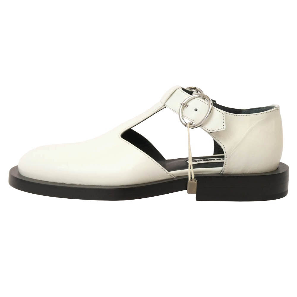 JIL SANDER ジルサンダー JS36055A Tバー ストラップ レザー シューズ ホワイト系 35【極上美品】【中古】