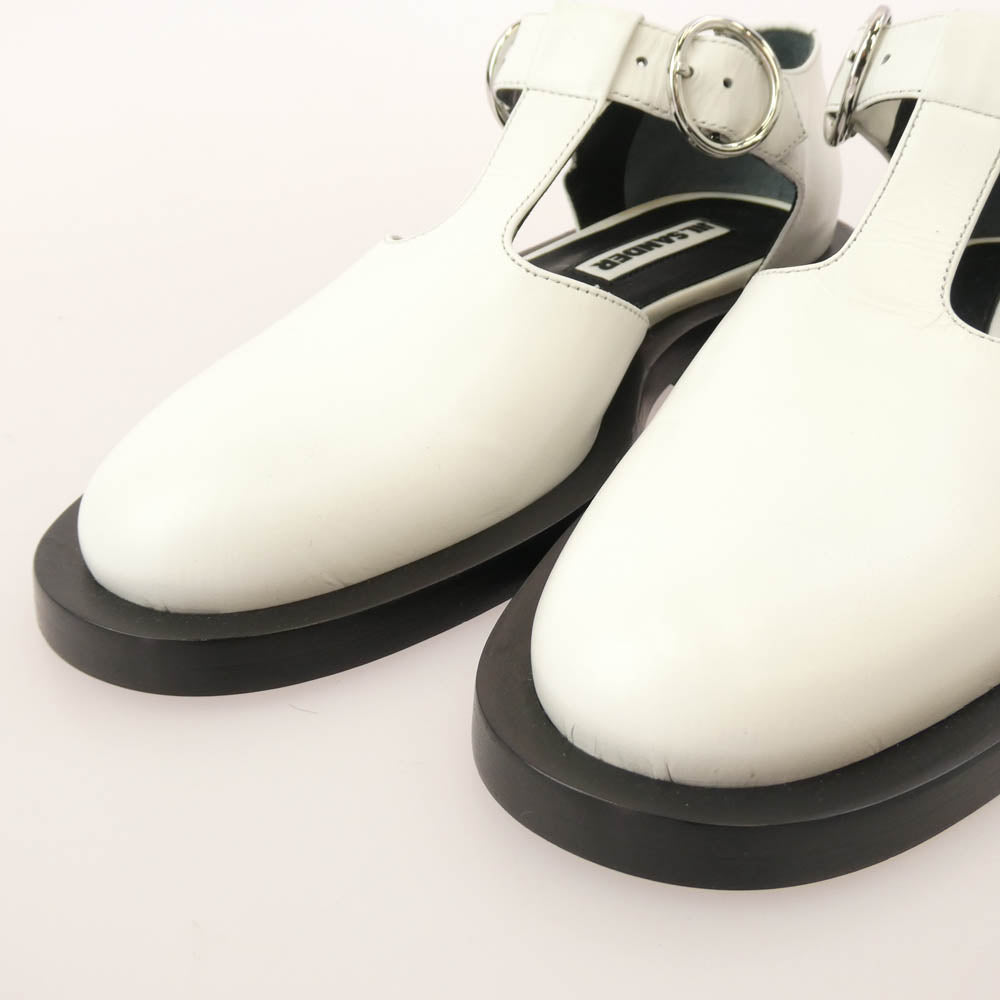 JIL SANDER ジルサンダー JS36055A Tバー ストラップ レザー シューズ ホワイト系 35【極上美品】【中古】