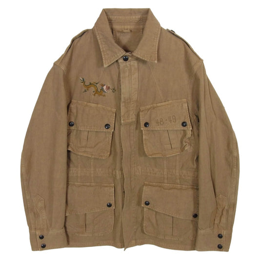 オールドジョー 12SS 刺繍 PARACHUTE JACKET パラシュート ミリタリー ジャケット ベージュ系 表記無し【中古】