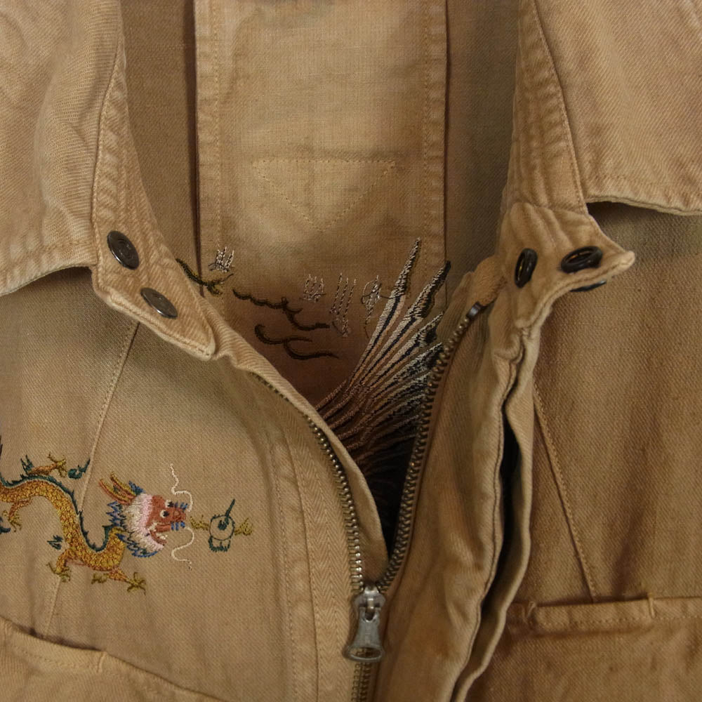 オールドジョー 12SS 刺繍 PARACHUTE JACKET パラシュート ミリタリー ジャケット ベージュ系 表記無し【中古】