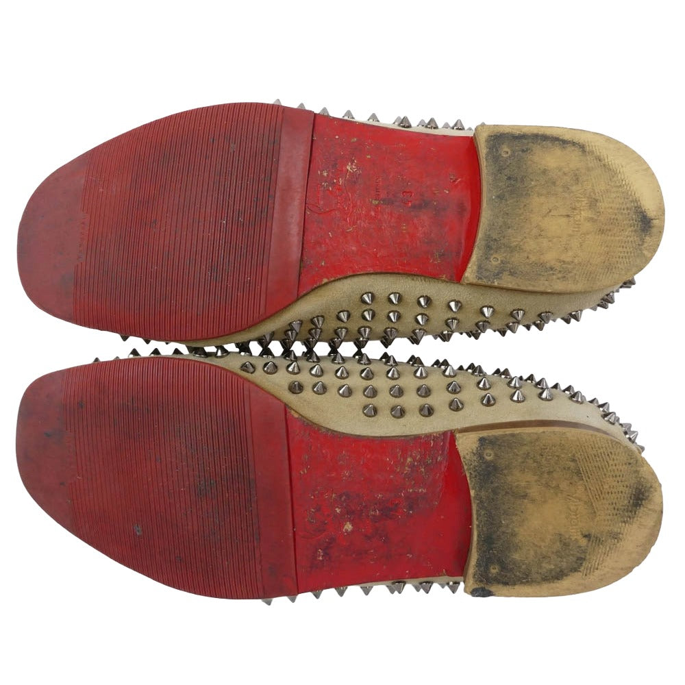Christian Louboutin クリスチャンルブタン スパイクスタッズ スエード ローファー スリッポン シューズ ベージュ系 27cm【中古】