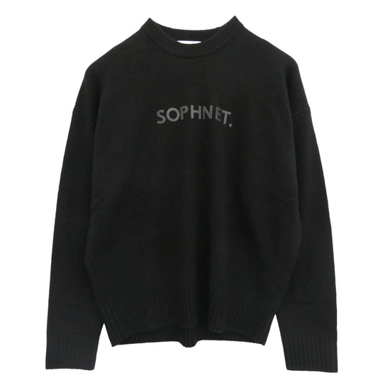 SOPHNET. ソフネット SPNT-252078 LOGO PATCH KNIT ロゴ パッチ クルーネック カシミア ニット ブラック系 4【新古品】【未使用】【中古】