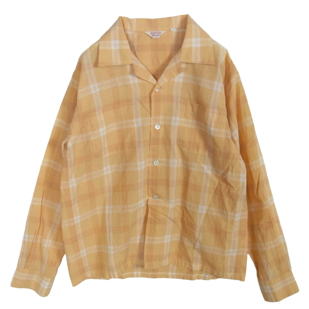 ジーアンドエフ・コー オープンカラー チェック シャツ オレンジ系 36【中古】