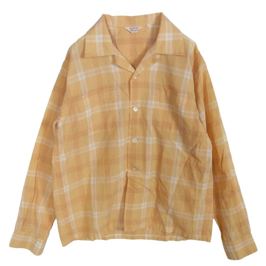 ジーアンドエフ・コー オープンカラー チェック シャツ オレンジ系 36【中古】