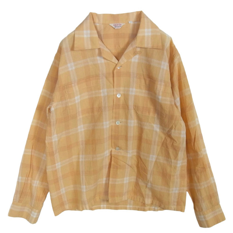 ジーアンドエフ・コー オープンカラー チェック シャツ オレンジ系 36【中古】