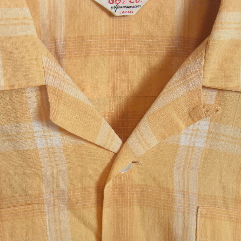 ジーアンドエフ・コー オープンカラー チェック シャツ オレンジ系 36【中古】