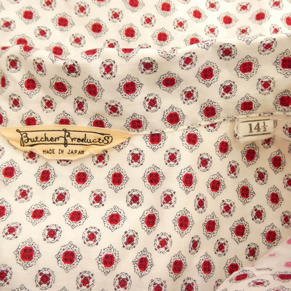 BUTCHER PRODUCTS ブッチャープロダクツ CREST SHIRT クレスト 長袖 シャツ ホワイト系 レッド系 14.5【中古】
