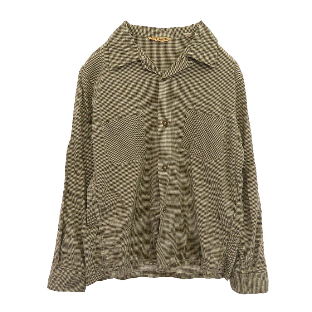 BUTCHER PRODUCTS ブッチャープロダクツ オープン カラー ギンガム チェック 長袖 シャツ ライトグリーン系 14【中古】