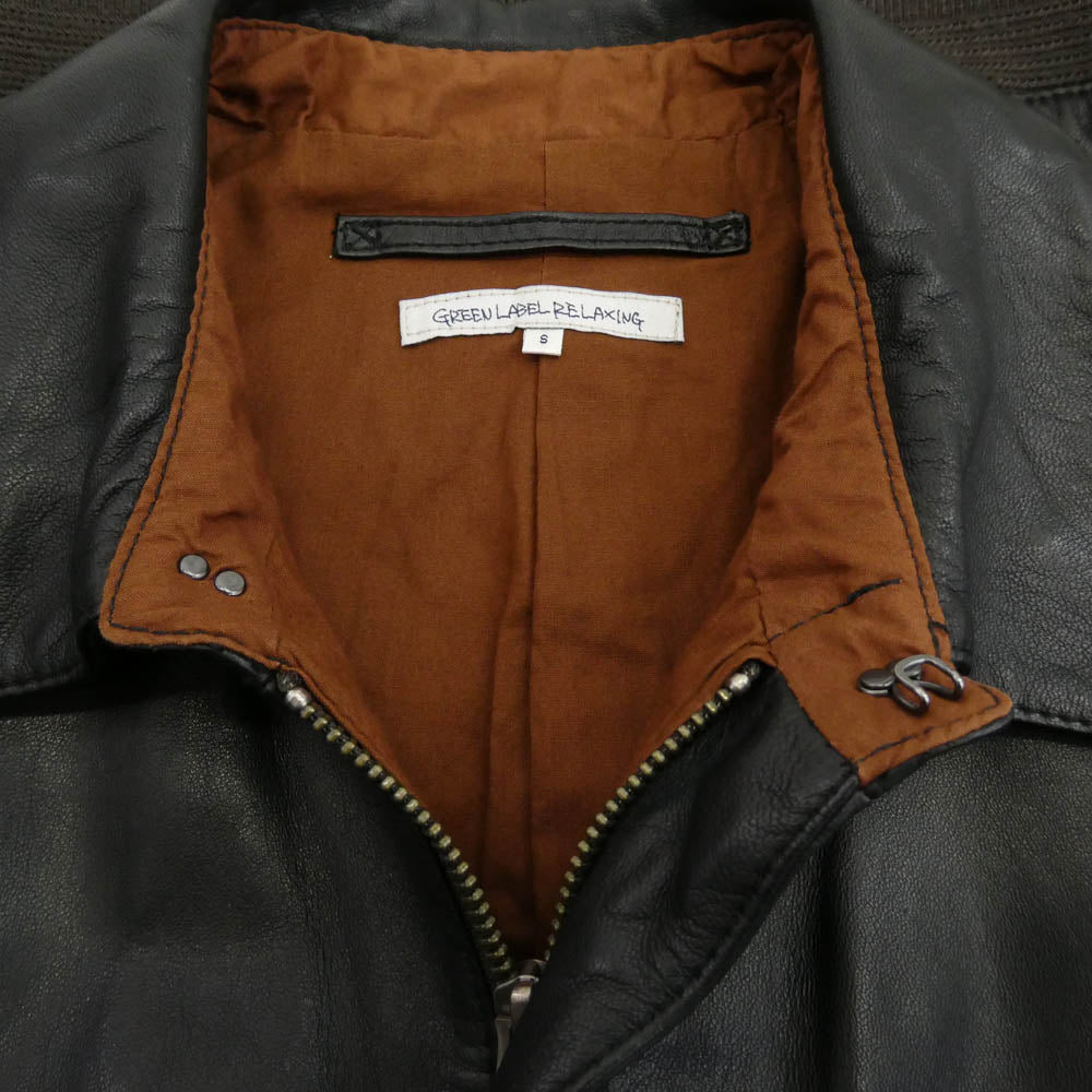 UNITED ARROWS ユナイテッドアローズ GREEN LABEL RELAXING ラムレザー A-2タイプ レザー ジャケット ブラック系 S【中古】