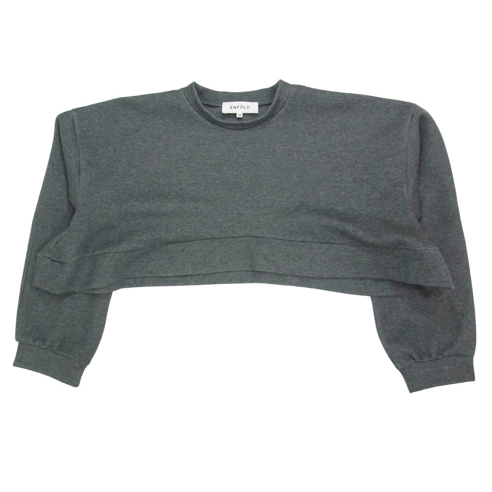 ENFOLD エンフォルド 25AW 300IA280-2871 SWELL HEM PULLOVER プルオーバー クロップド スウェット トレーナー グレー系 38【極上美品】【中古】