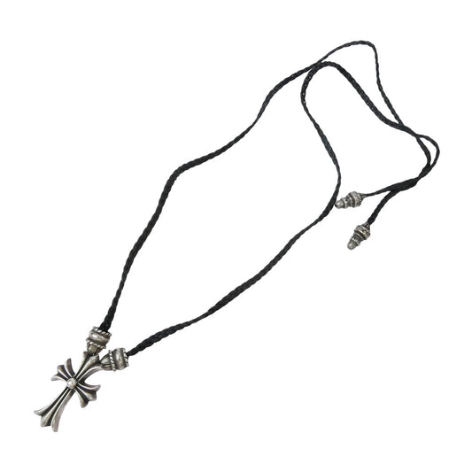 CHROME HEARTS クロムハーツ（原本無） CH CRS SML CL スモールCHクロス クリンプト ボロチップ レザーブレード ネックレス シルバー系 ブラック系 表記なし【中古】