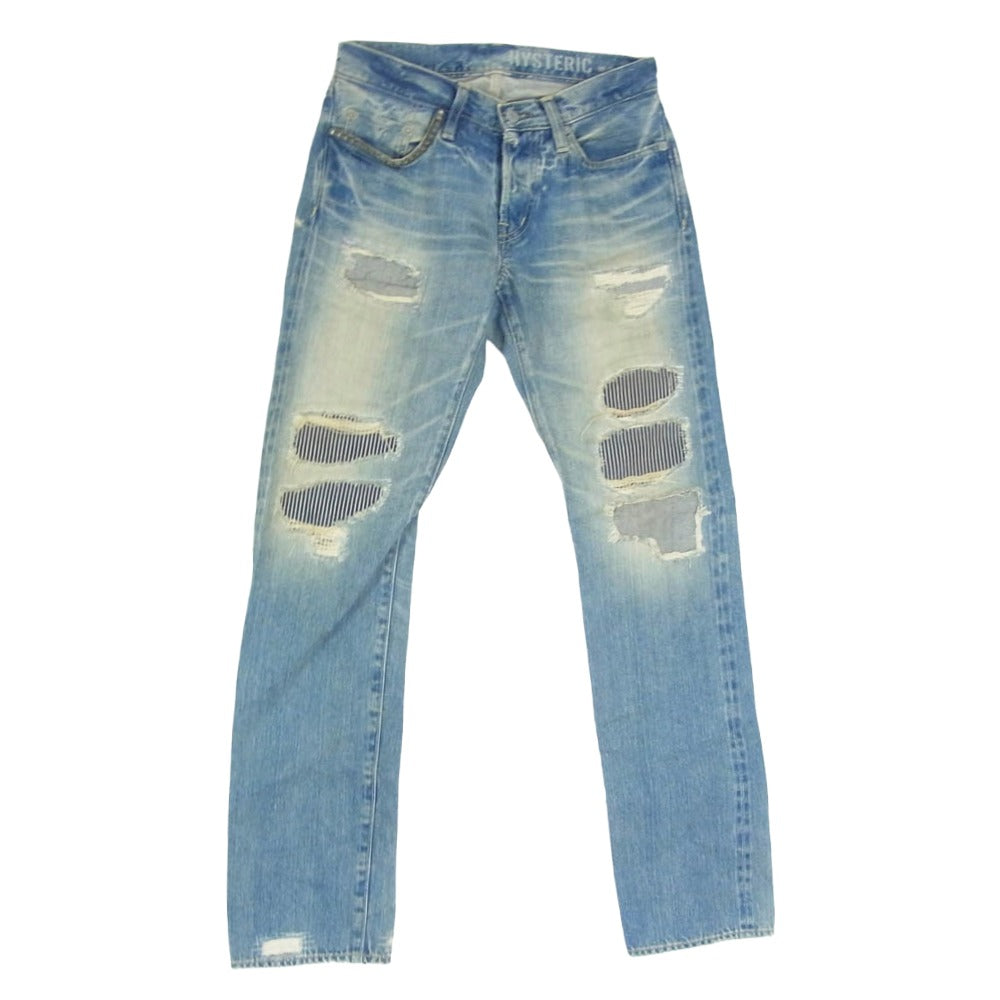 HYSTERIC GLAMOUR ヒステリックグラマー 0253AP02 SP加工 ダメージ リペア スタッズ デニム パンツ インディゴブルー系 29【中古】