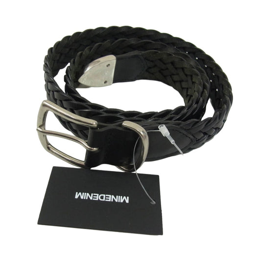 MINEDENIM マインデニム LBT-012-99 Pull Up Leather Mesh Belt メッシュ レザー ベルト ブラック系 32【中古】