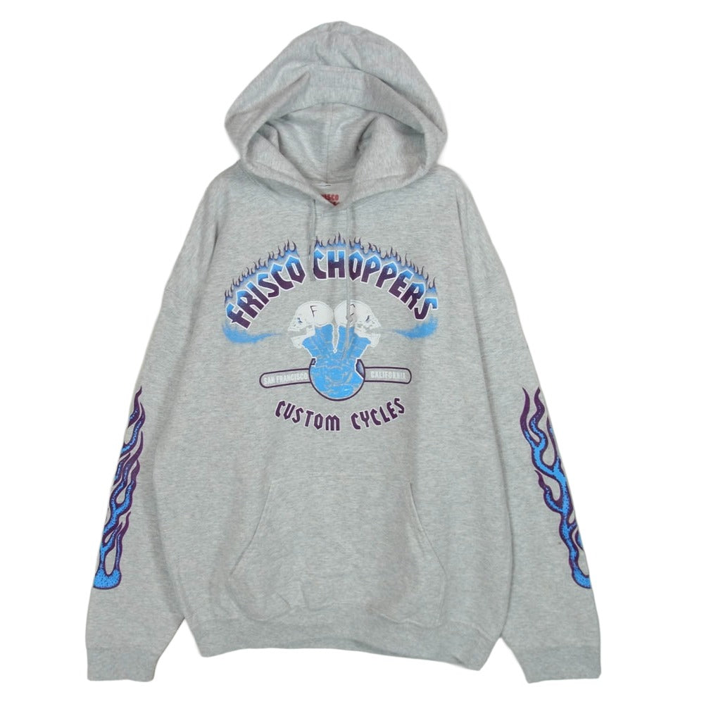 415 クロージング US アス Frisco Choppers Hoodie フリスコチョッパーズ フーディー パーカー グレー系 L【中古】