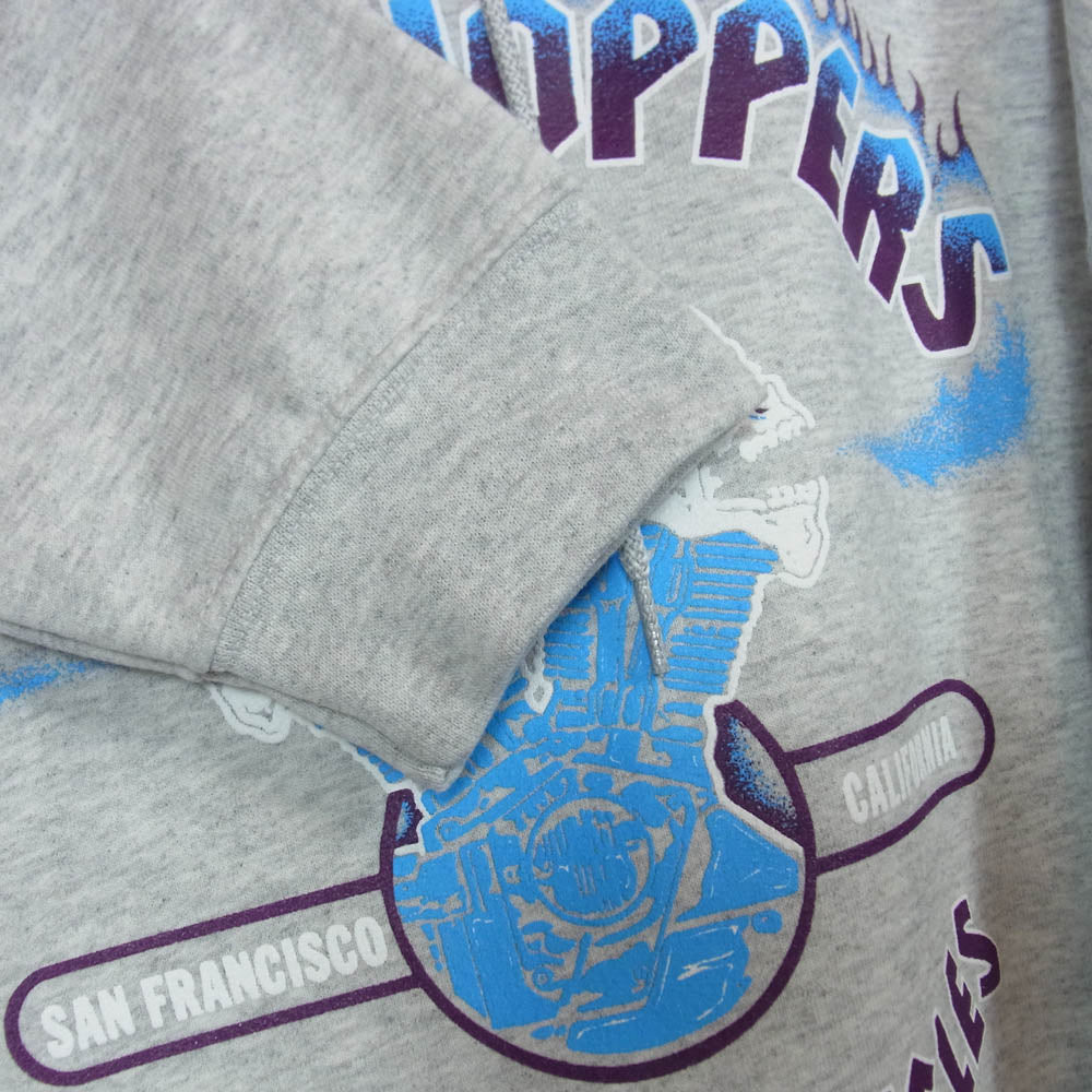 415 クロージング US アス Frisco Choppers Hoodie フリスコチョッパーズ フーディー パーカー グレー系 L【中古】