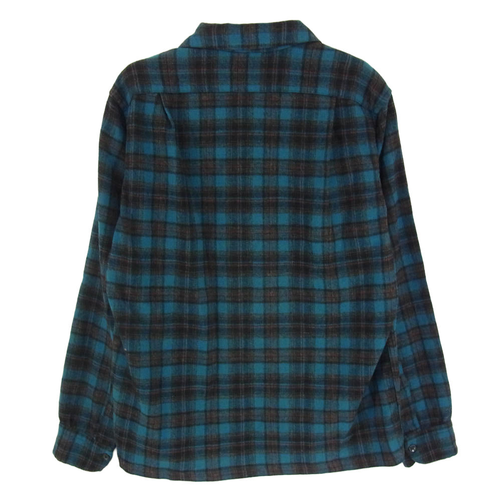 PENDLETON ペンドルトン 60S USA製 BOARD SHIRT ウール 長袖 オープンカラーシャツ ブルー ブラック系 ブルー系 S【中古】