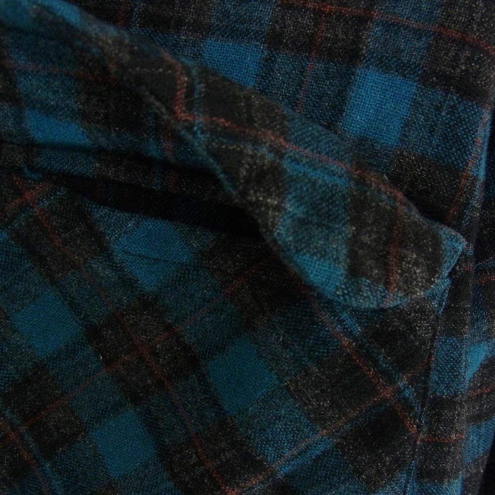 PENDLETON ペンドルトン 60S USA製 BOARD SHIRT ウール 長袖 オープンカラーシャツ ブルー ブラック系 ブルー系 S【中古】