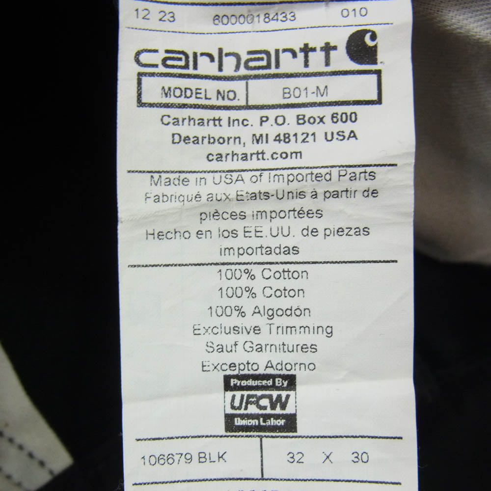 Carhartt カーハート B01-M LOOSE FIT FIRM DUCK DOUBLE FRONT UTILITY WORK PANT ルーズフィット ダブルニー ペインターパンツ ブラック系 32【中古】