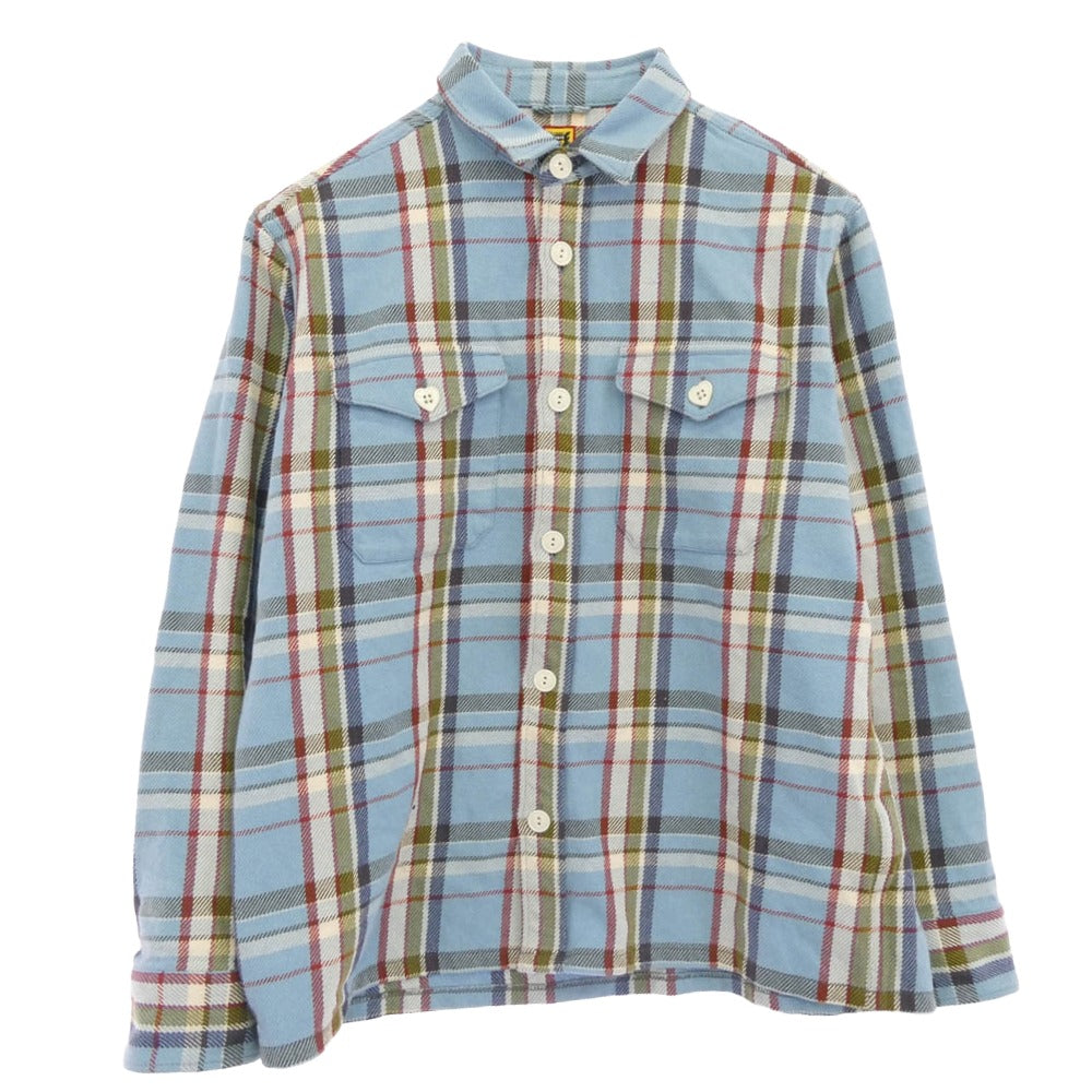 HUMAN MADE ヒューマンメイド フランネル チェック 長袖 シャツ ブルー系 マルチカラー系 XL【中古】